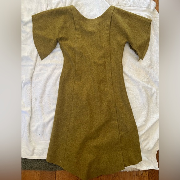 NWT Ioanna Kourbela Green Wool Coat Dress Size Small - Picture 12 of 16